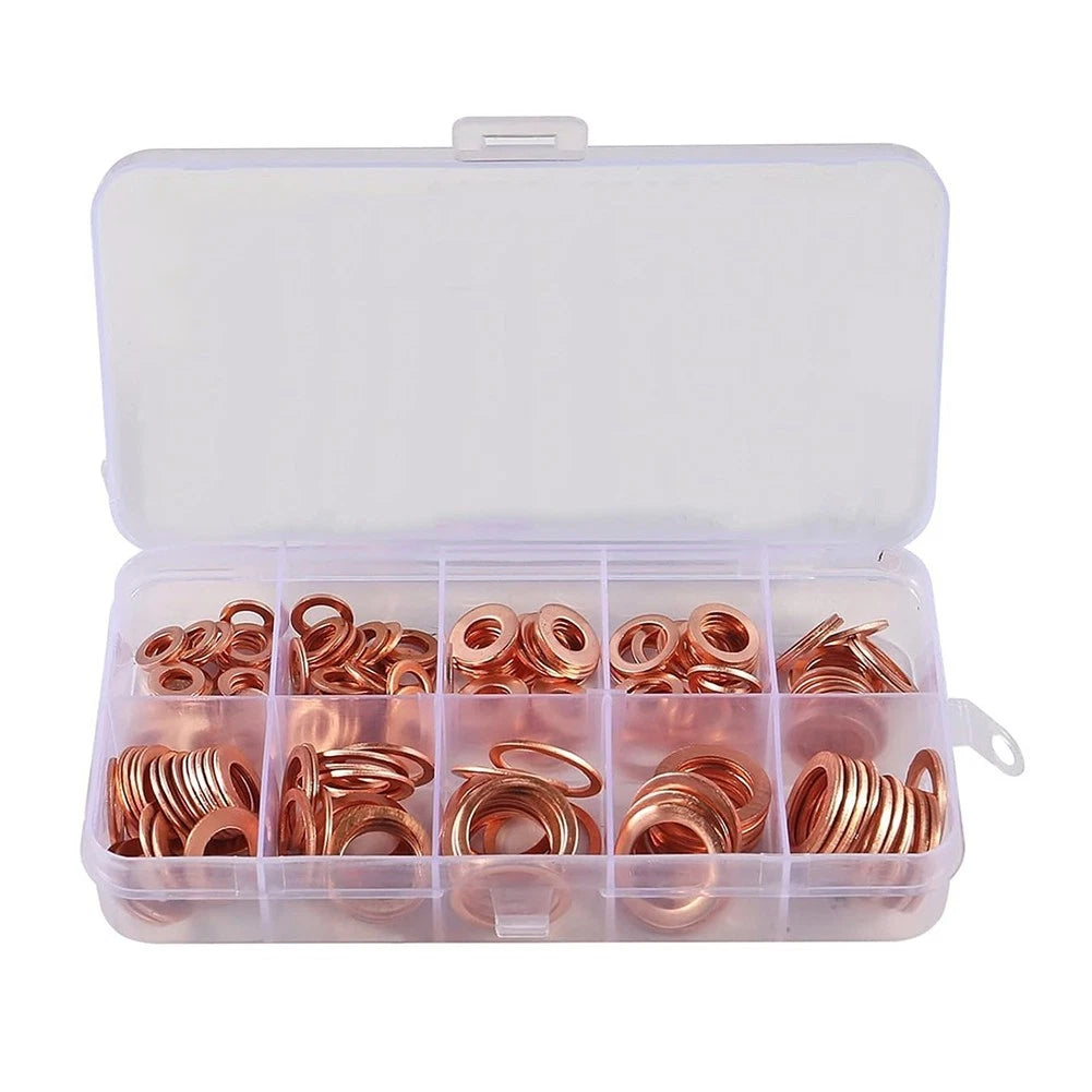 Set of 50 Copper Washers for Sealing Applications