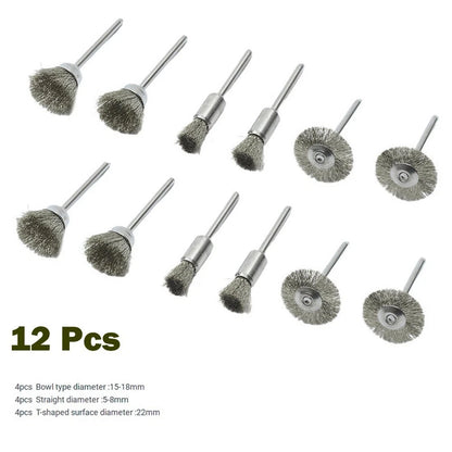 12Pcs Wire Brushes for Rotary Tool (3mm 5-8mm Bowl Type)