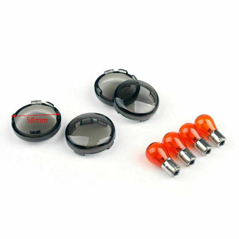 4X Smoke Turn Signal Lens Bulbs for Harley Softail Dyna Sportster (2002–Present) T9