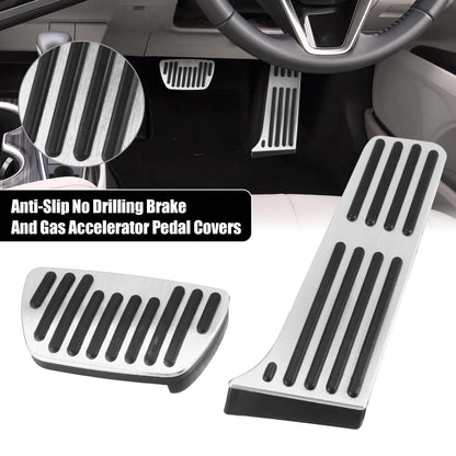 Anti Slip Brake and Accelerator Pedal Pads Kit for Toyota Silver Tone (2019–2024)