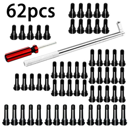 62PCS Tire Valve Stem Puller Set with Valve Core Remover for Lawn Equipment