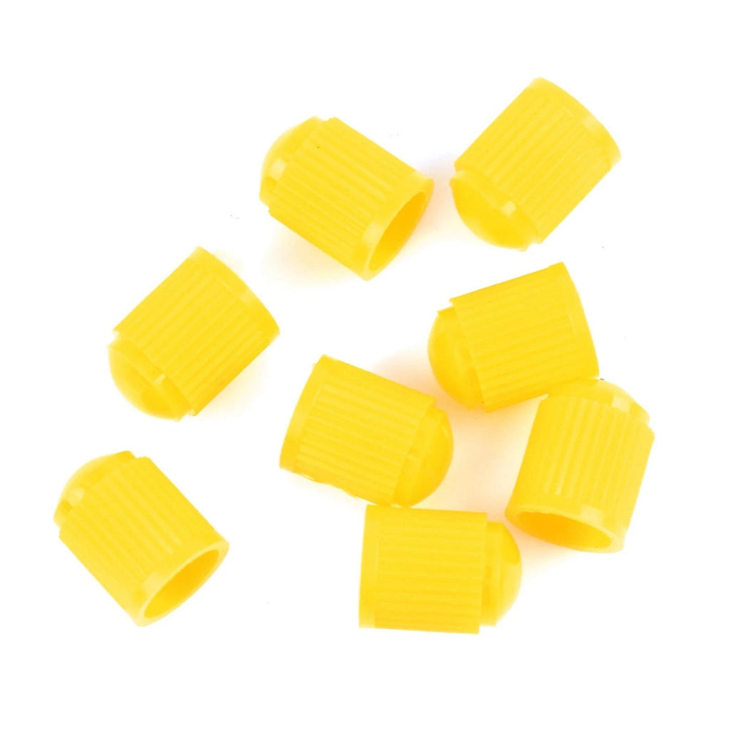 Tire Valve Stem Caps Set Universal Yellow Plastic for Motorcycle Car Bike (8-Pack)