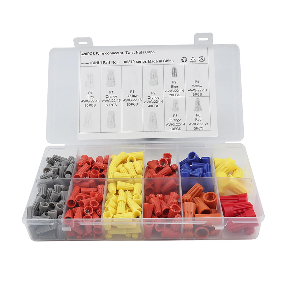 320 Pack PVC Wire Connectors Crimping Cap Terminal for Various Applications