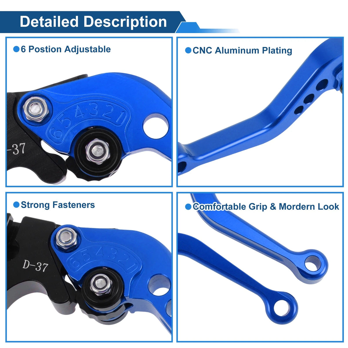 Adjustable Short Brake Clutch Levers for Moto Guzzi V7 Racer (2011–2021) Blue