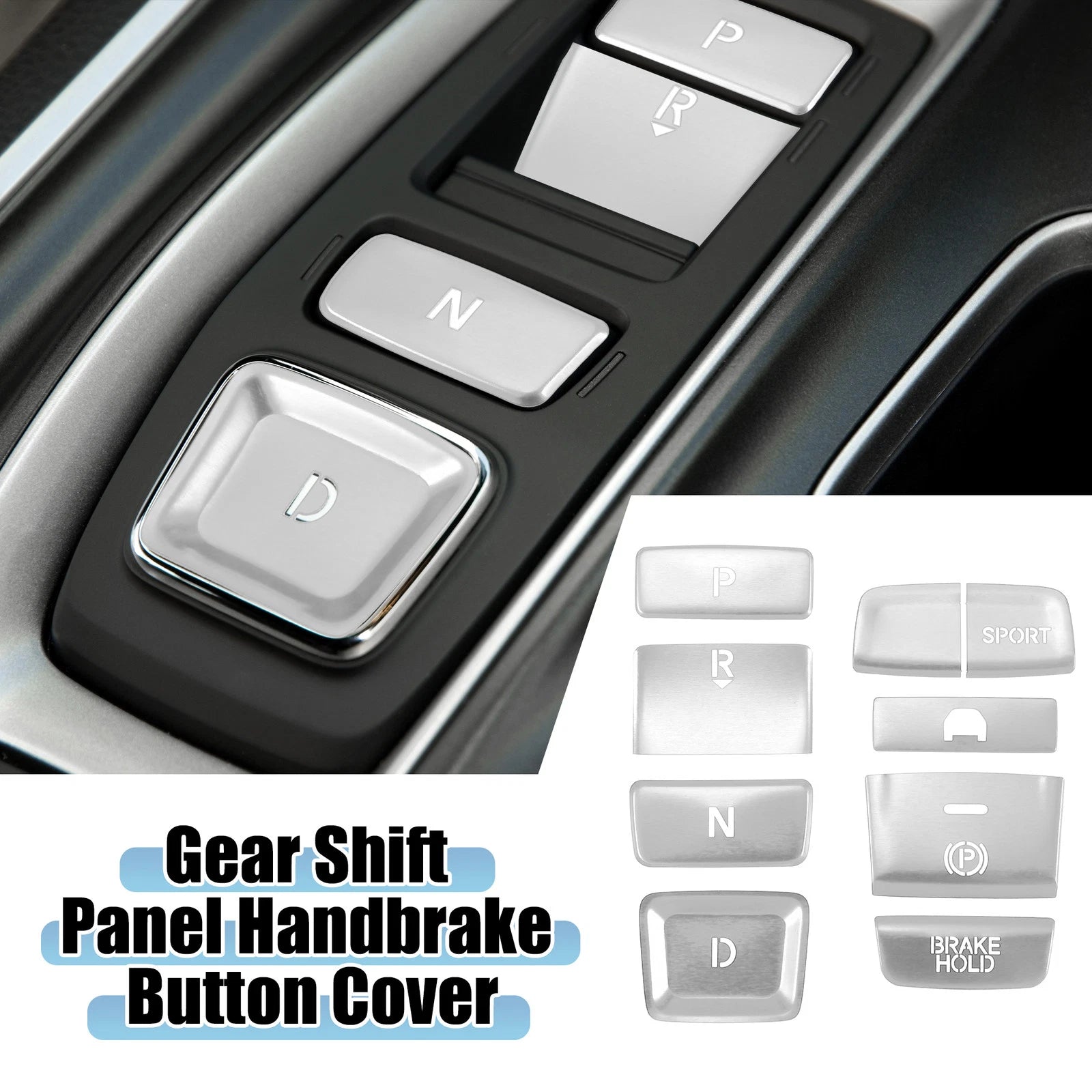 9pcs Gear Shift Panel Button Cover Trim for Honda Accord (2018–2022) Silver