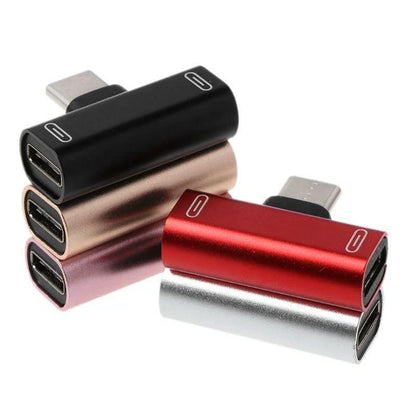 Dual Type C USB-C Audio Charging Adapter Splitter for AU