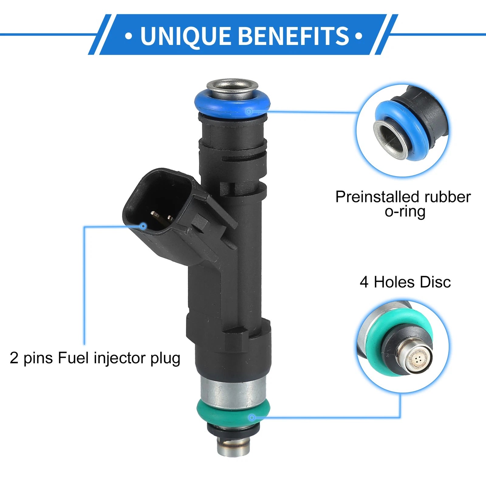 Fuel Injector Replacement for Dodge Ram 1500 2004–2010 3.7L Black 6 Pack