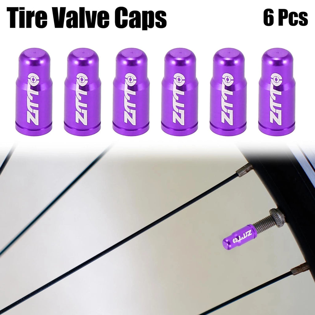 6pcs Tire Valve Caps Dust Covers Replacement for Bicycle MTB Road (Purple)