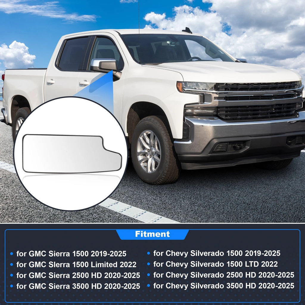 Right Lower Mirror Glass Replacement for Chevy Silverado GMC Sierra (2010–2019)