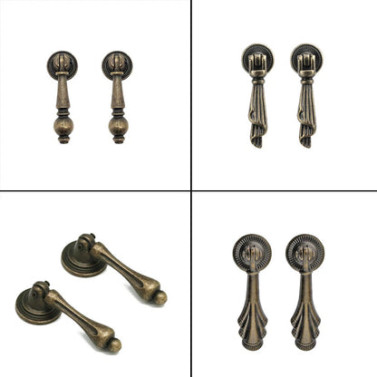 2/5/10Pcs Antique Bronze Drop Handle Door Dresser Cabinet Pulls Drawer Pull Knob