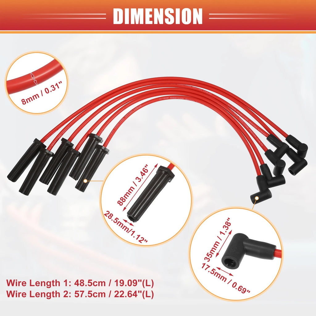 Ignition Coil Spark Plug Wire Set Replacement for Chevy 6 Cylinder (1946–1962)