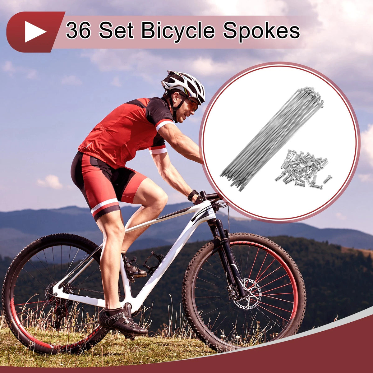 Set of Bicycle Spokes 14G 149 mm Steel Galvanized for Universal Bicycles