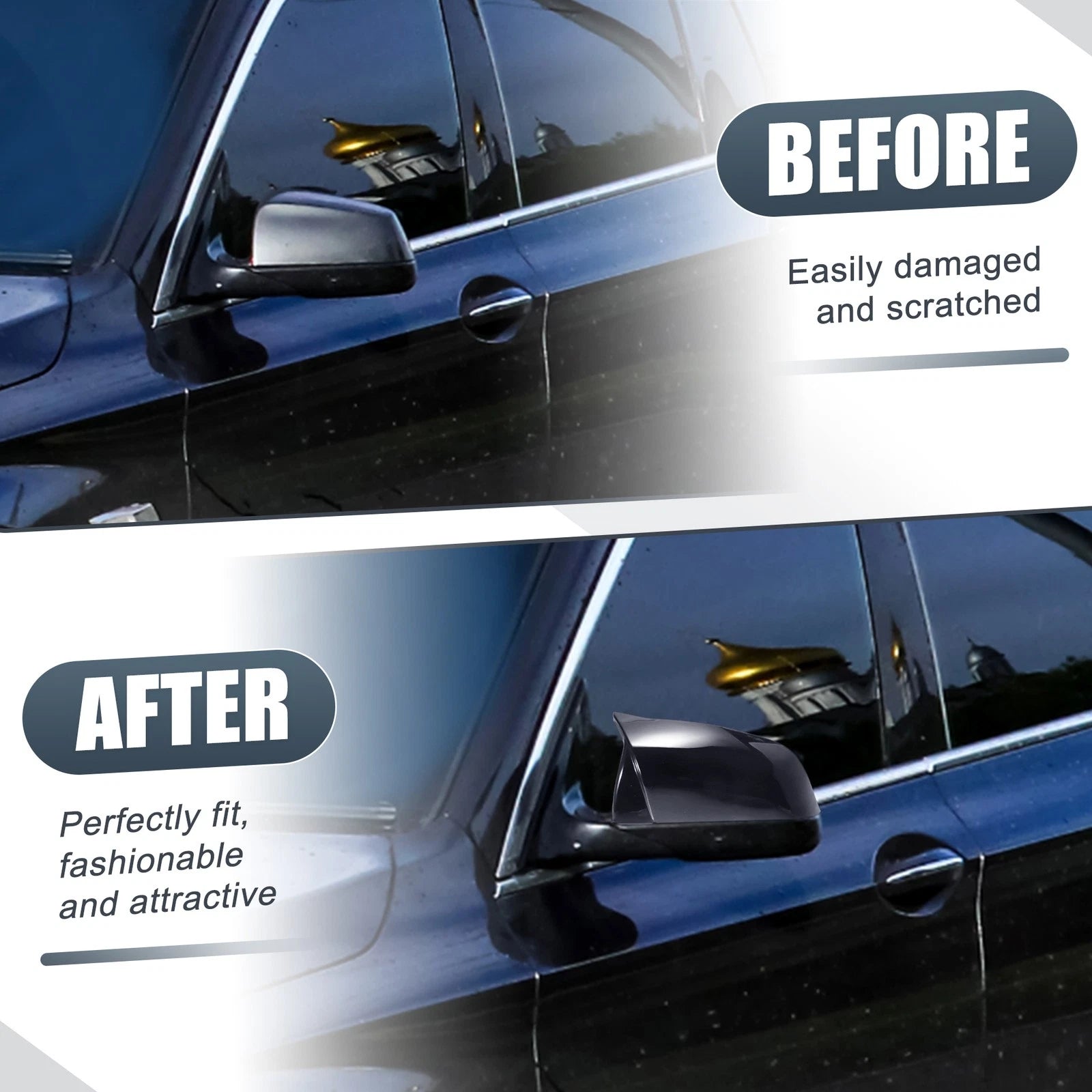 Rearview Mirror Cover Cap Gloss Black for BMW 525i 528i 530i (2011–2017)