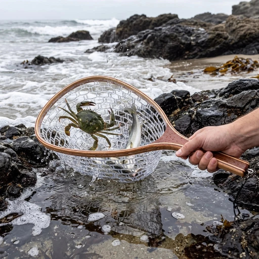 Soft Rubber Coated Mesh Landing Net for Fly Fishing
