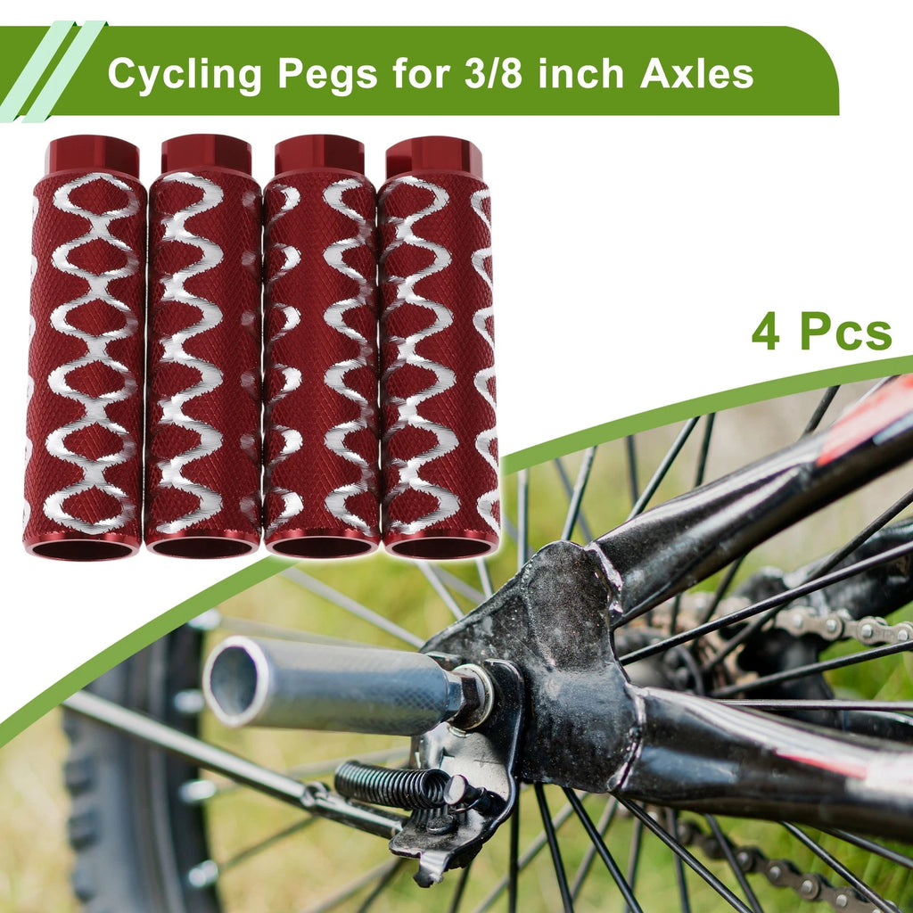 4 Pcs Bike Pegs 100mm Circle Texture Replacement for Red Cycling Foot Pegs