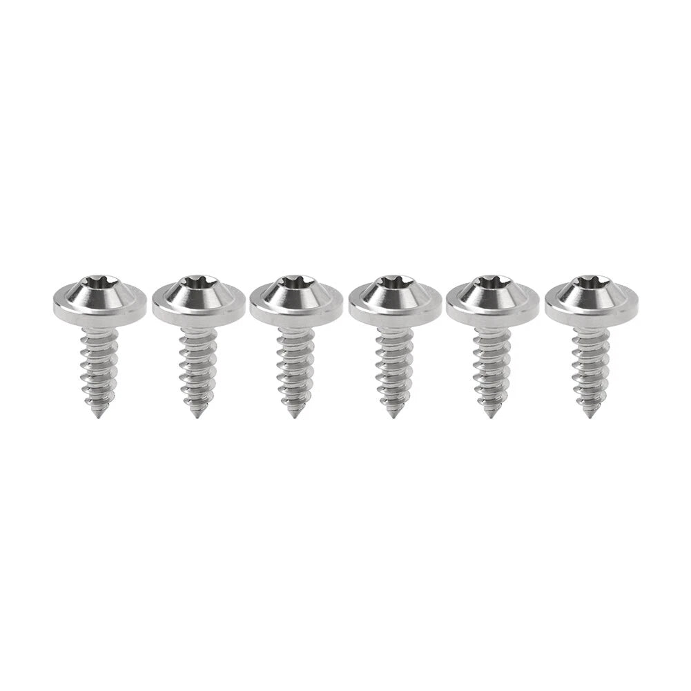 Set of 6 Titanium M5x15mm Torx Head Self Tapping Screws