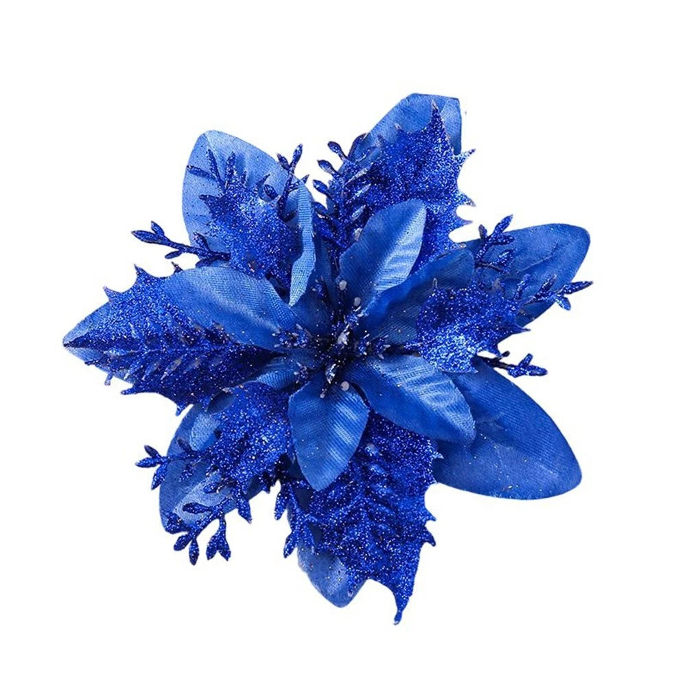 12 Pieces Artificial Christmas Flowers with Clips for Party and Wedding