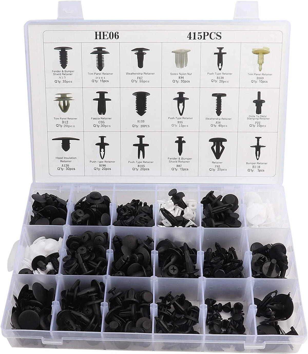 Set of 10 Plastic Push Pin Rivet Trim Clips for