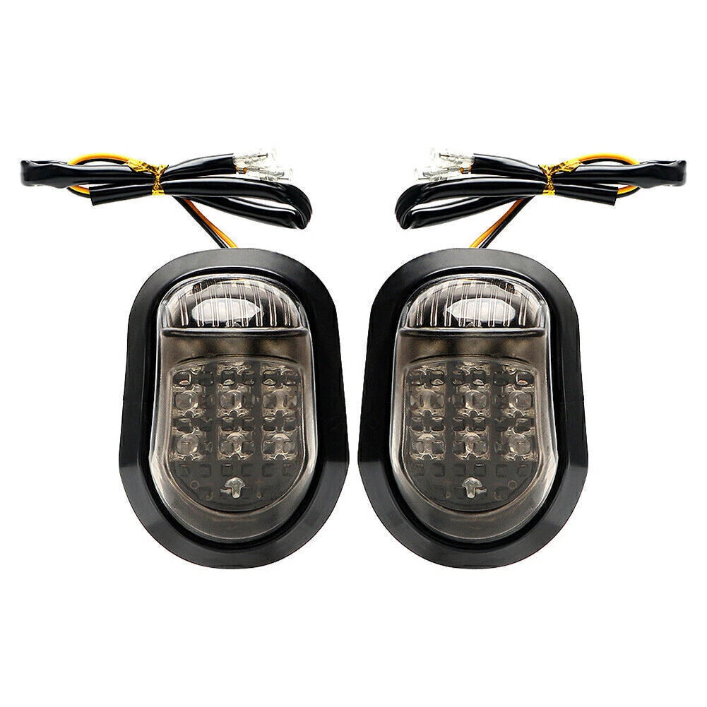 2X Flush Mount Turn Signal Amber 9 LED Indicator Light Universal