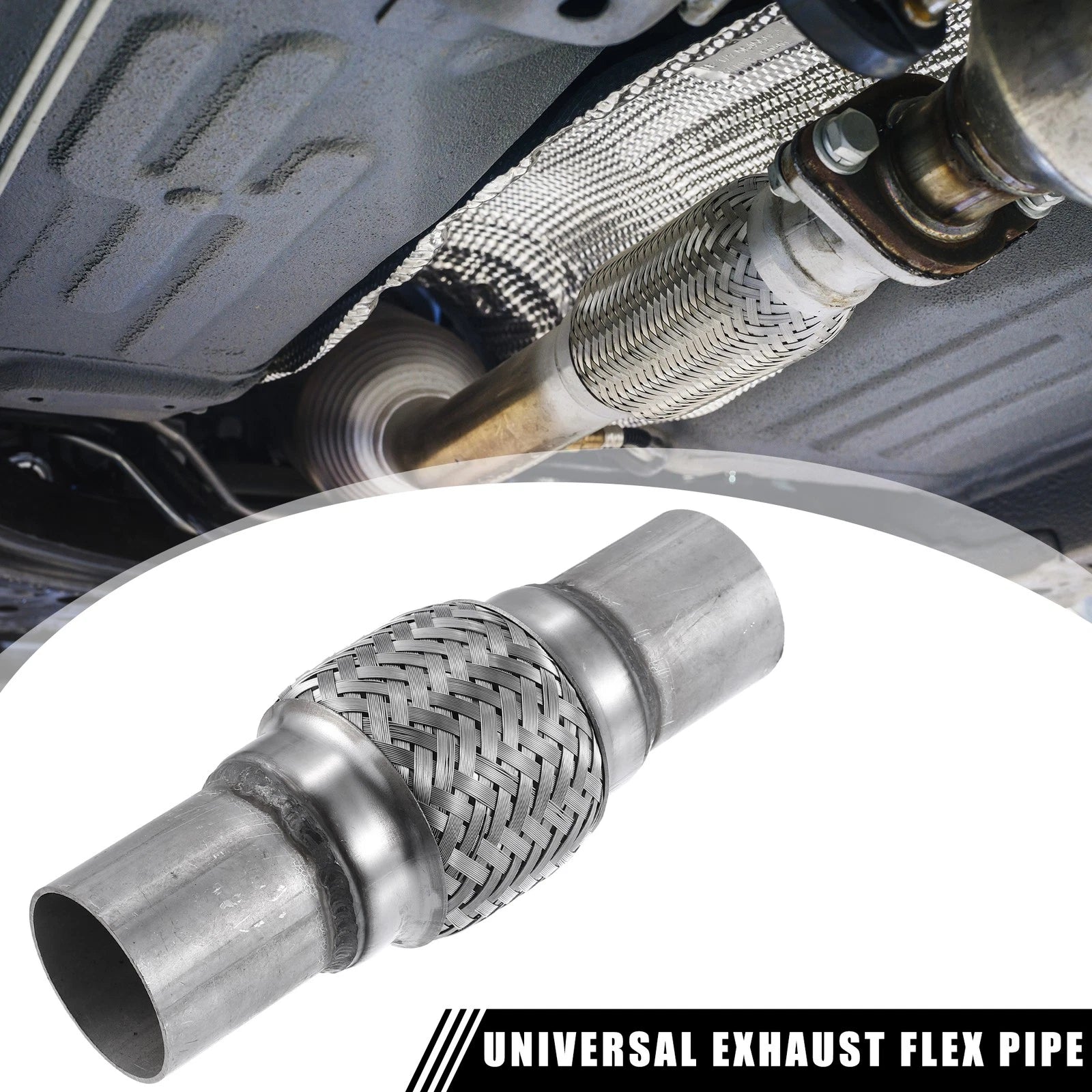 Exhaust Flex Pipe 1.85" x 2" with Ends 7.95" Long Double Braid