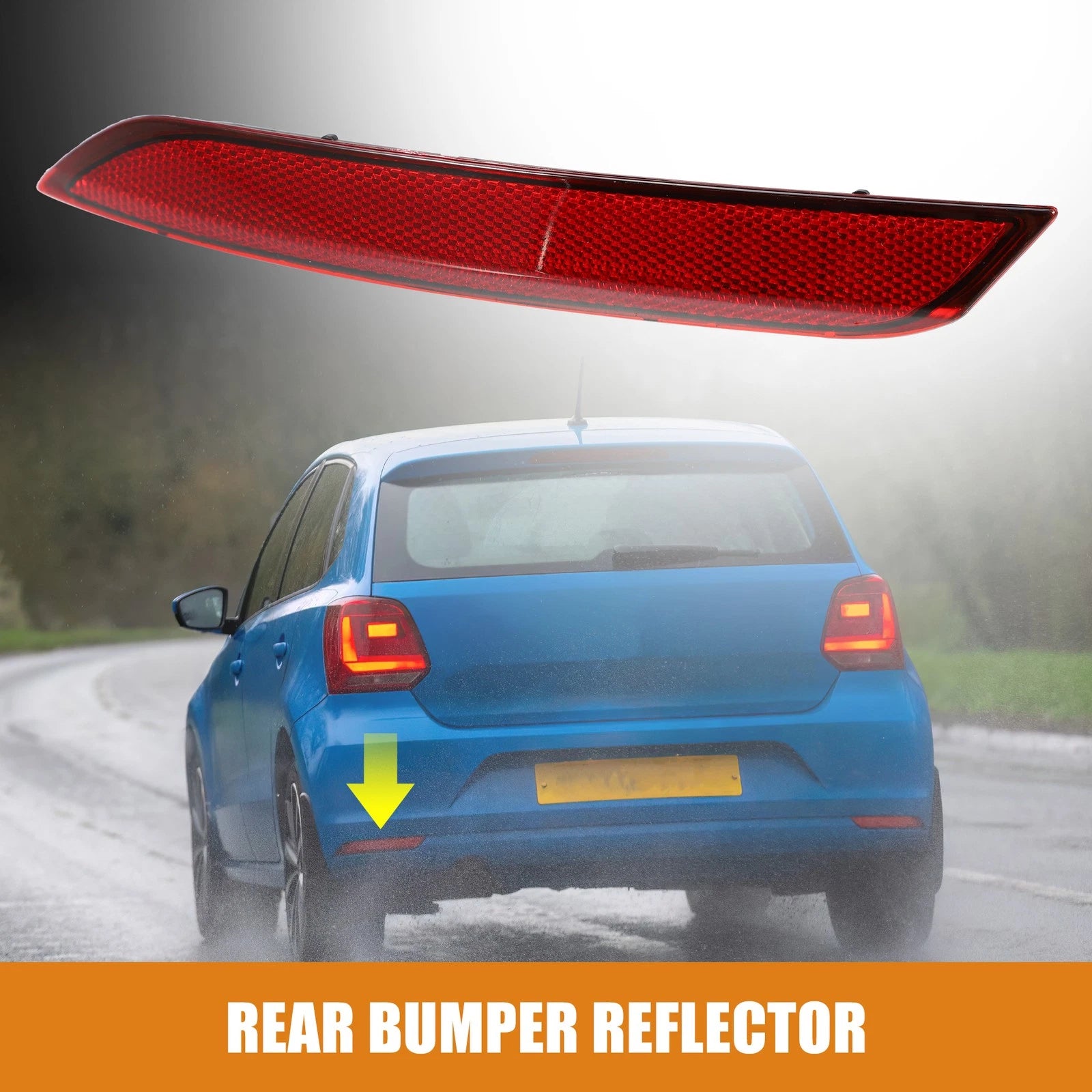 1 Pcs Rear Left Bumper Reflector 6C0945105B for VW Polo (2014–2017) Red