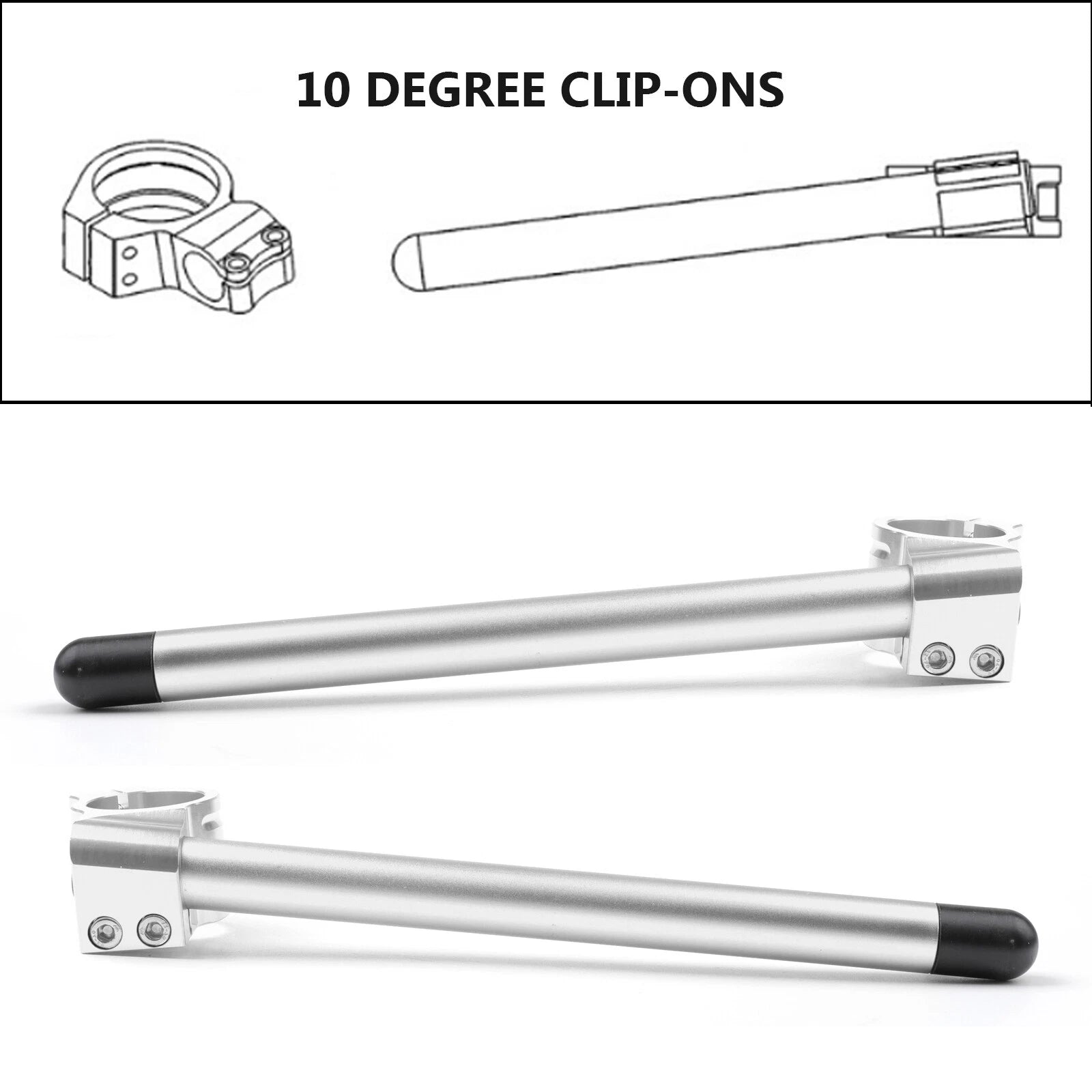 Universal Clip-On Handlebars for Kawasaki ZX6R ZX9R ZRX1100 (46mm)