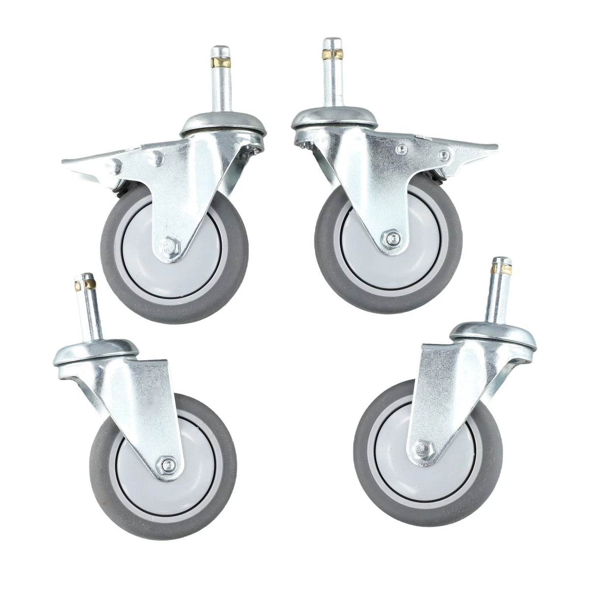 Set of 4 Rubber Swivel Casters for 3 Inch Pole (1-3/8" Stem Diameter)