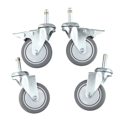 Set of 4 Rubber Swivel Casters for 3 Inch Pole (1-3/8" Stem Diameter)
