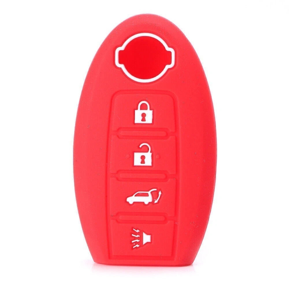 Remote Smart Key Fob Shell Cover for Nissan 370Z Altima (2009–2020) - Red Silicone