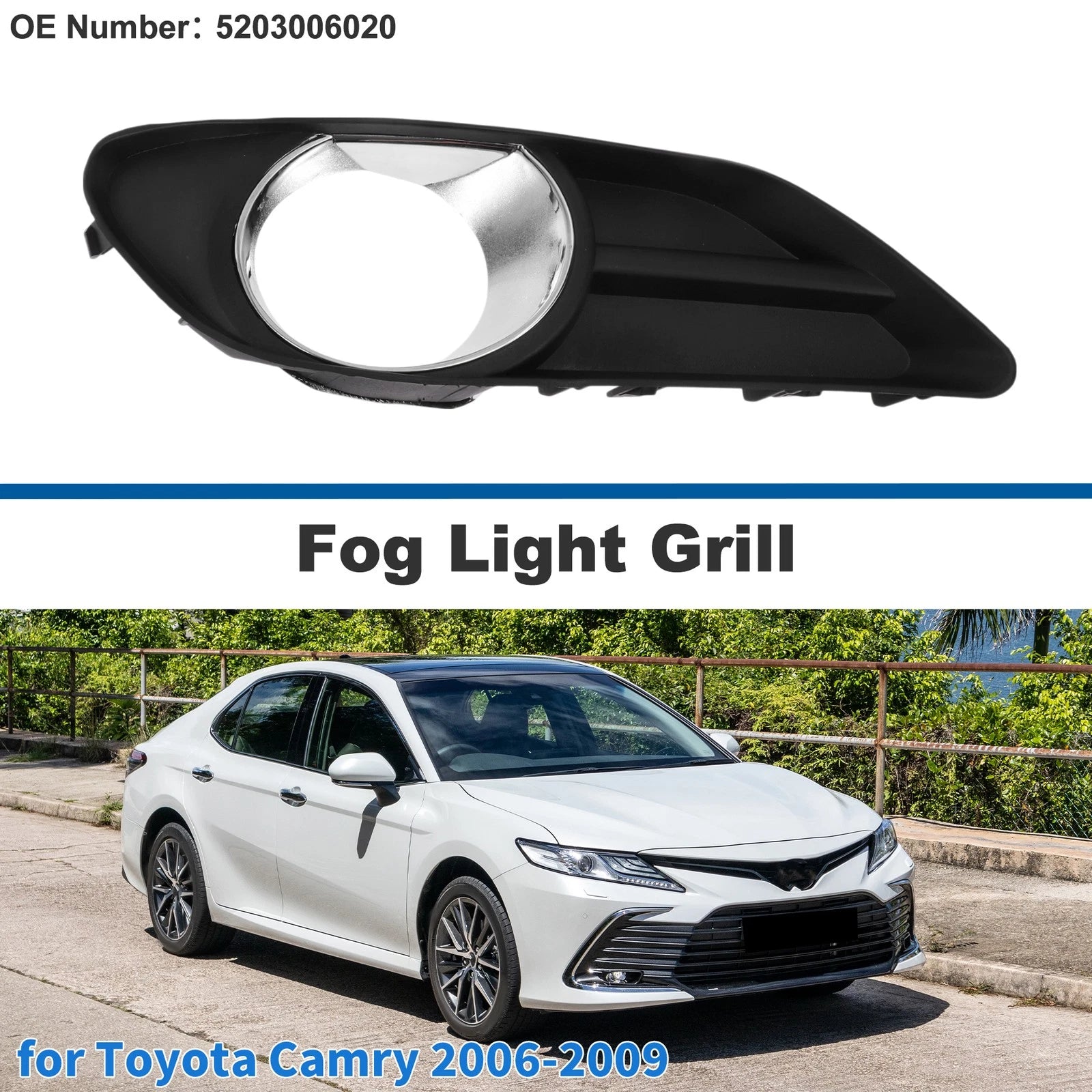 Front Right Fog Light Grille Replacement for Toyota Camry (2006–2009)