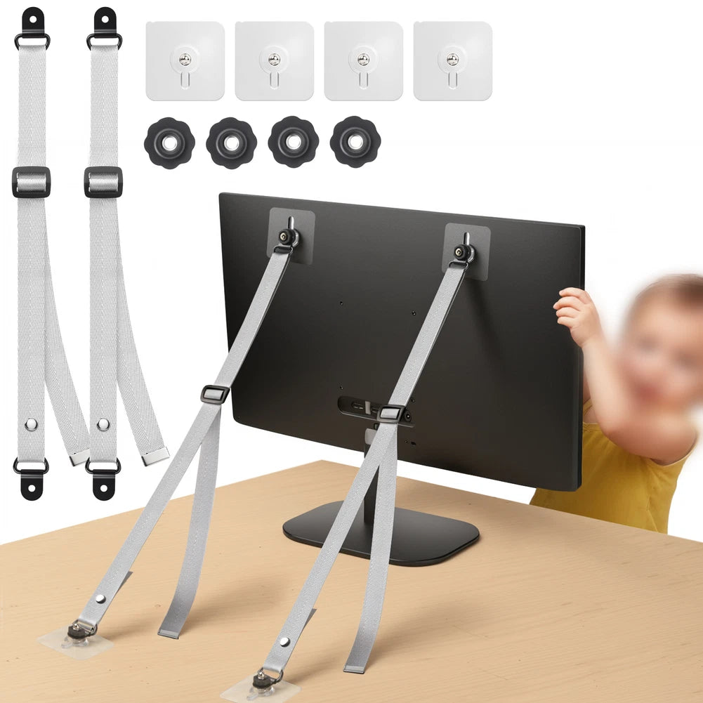 Adjustable Monitor Mount for Corner Desks with Anti Tip Strap