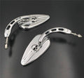 Chrome Skull Side Racing Mirrors for Harley Softail (2018–2023)
