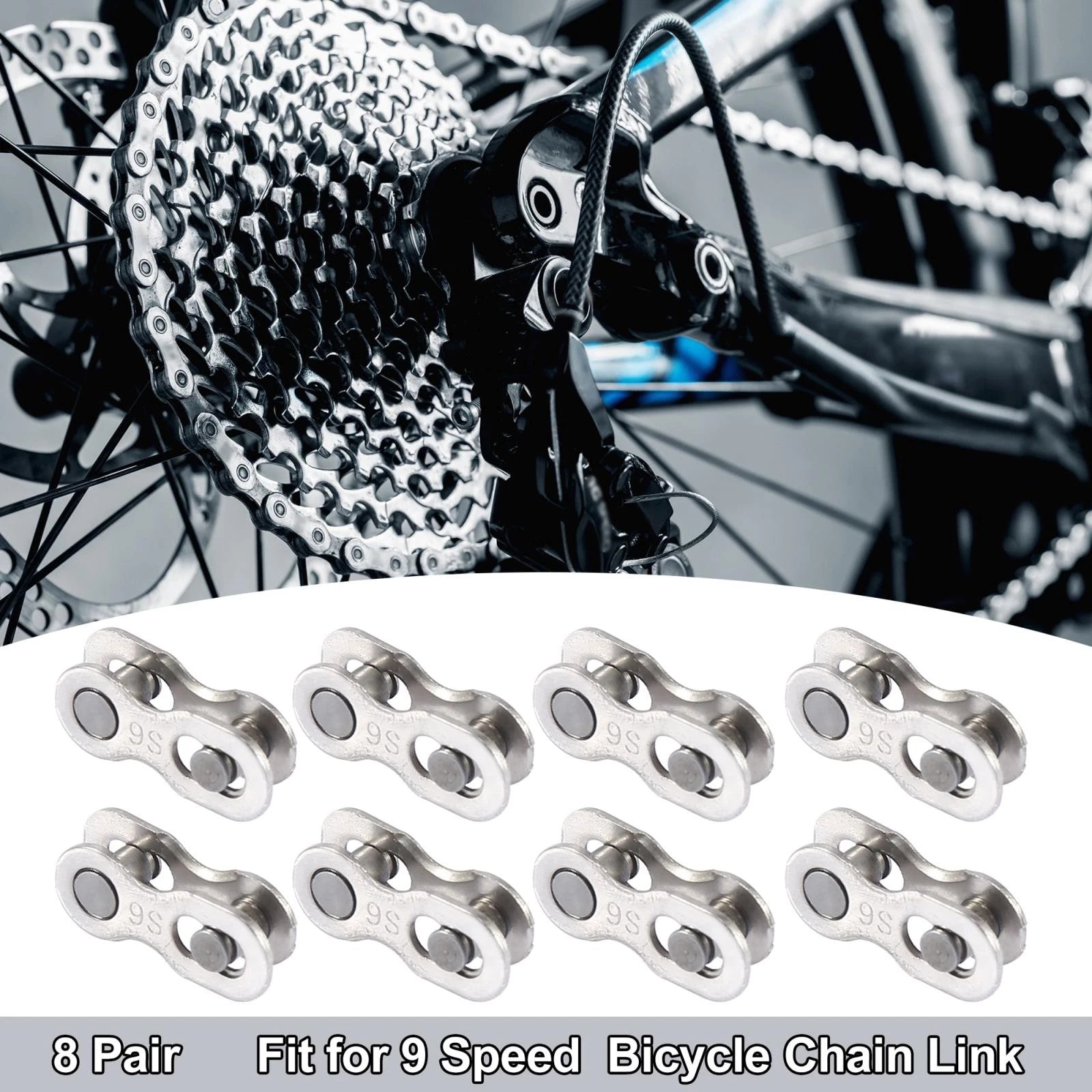 9 Speed Chain Link Connectors Pair Master Link Reusable for Bicycle (—)