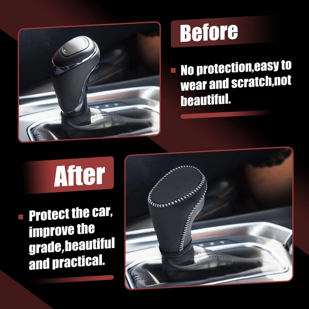 Gear Shift Knob Cover Replacement with White Thread for Chevrolet Equinox (2018–2021)