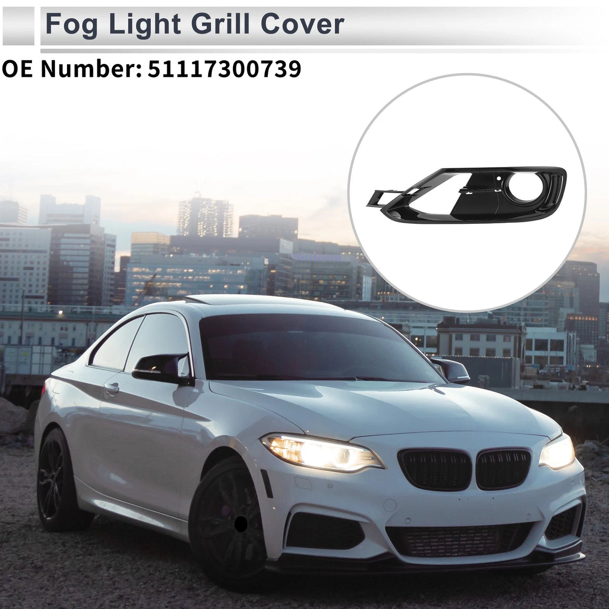 Left Front Fog Light Grill Replacement for BMW F30 F31 (2011–2018)