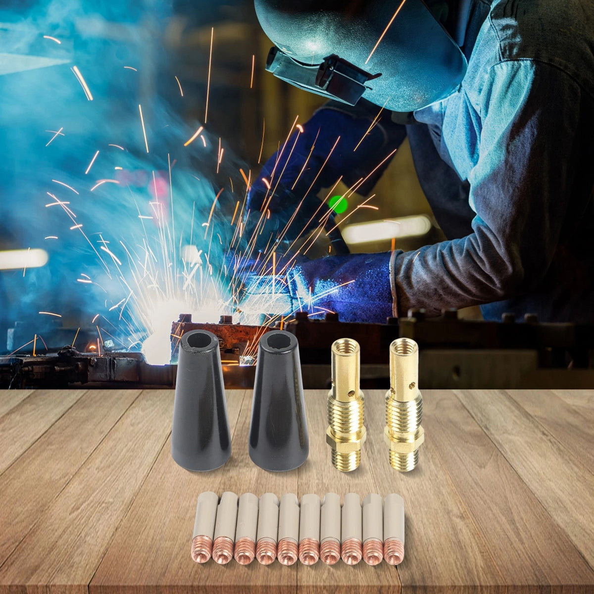 14 Piece Welding Kit with Non-Stick Coated Nozzle and 0.8mm Tips