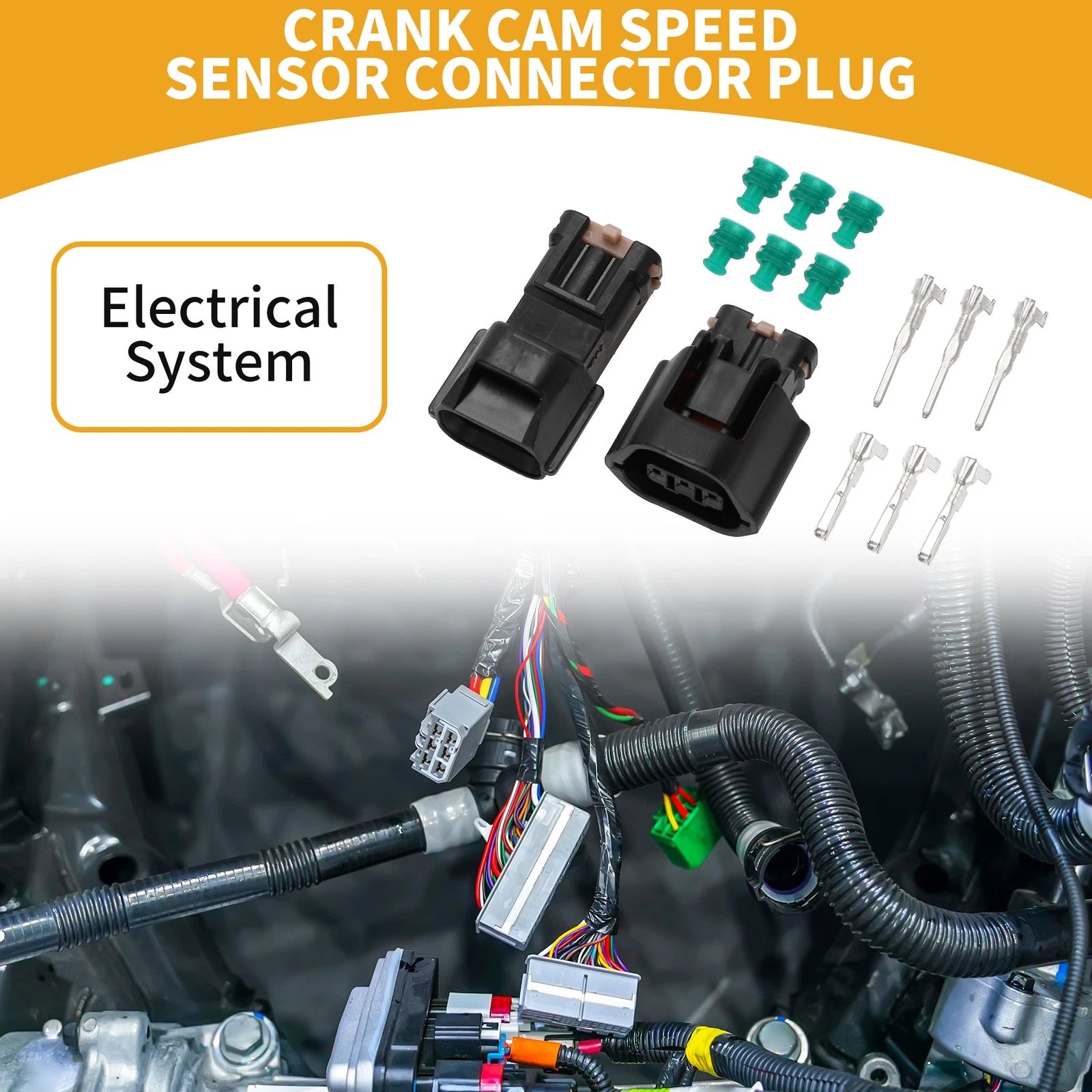 3 Pin Crank Cam Speed Sensor Connector Plug Replacement for Mitsubishi Evo (2002–2016)