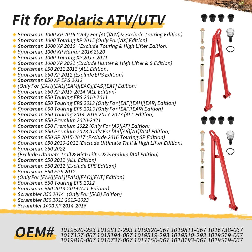 Lower A-Arm Kit for Polaris Scrambler 850, Sportsman 550, 1000 XP (2014–2023)