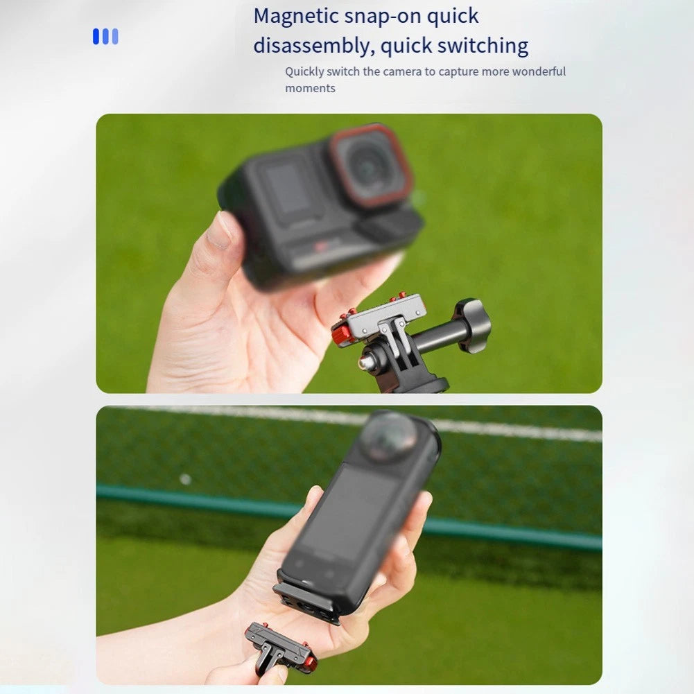 Magnetic Aluminum Base for Insta360 Cameras (Lightweight Travel Accessory)