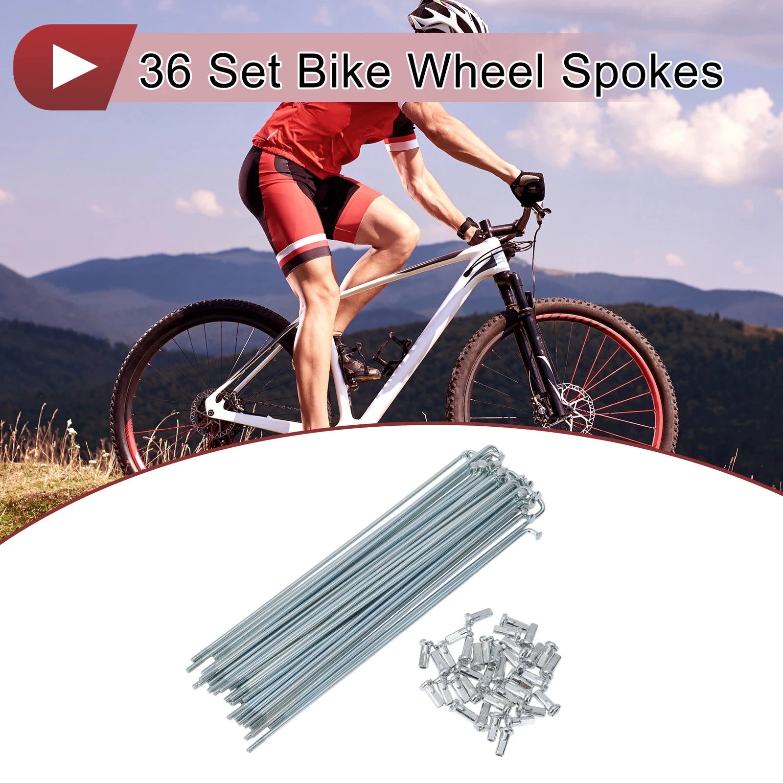 Bicycle Wheel Spokes Set 169mm Steel Galvanized for 36 Spokes
