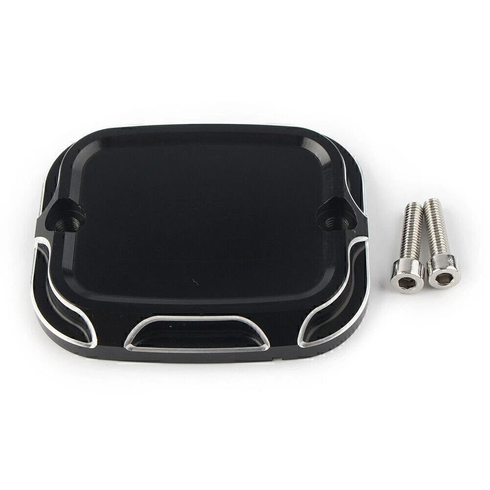 Black CNC Cut Front Brake Reservoir Master Cylinder Cover for Harley Softail