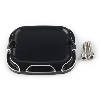 Black CNC Cut Front Brake Reservoir Master Cylinder Cover for Harley Softail