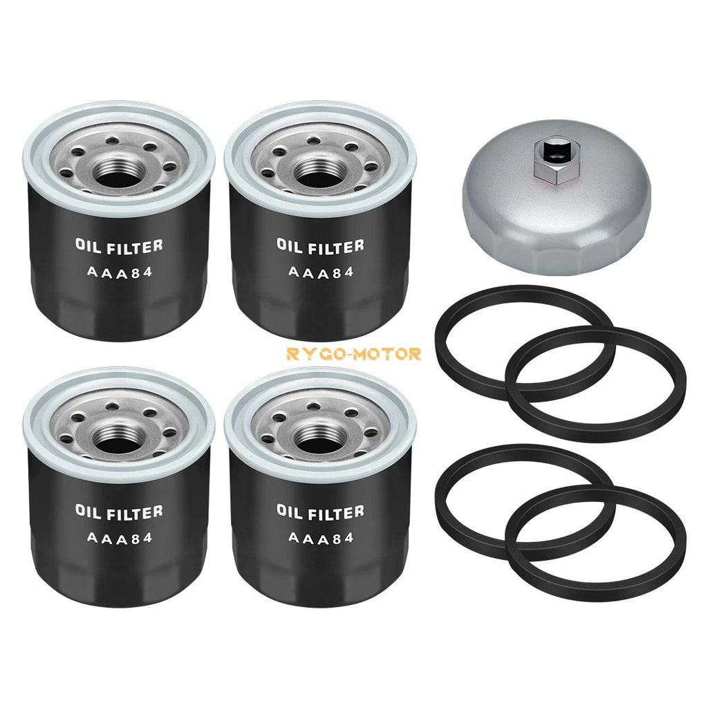 Set of 4 Oil Filters & Wrench for Kawasaki (49065-7010, 49065-2071, 49065-0724)