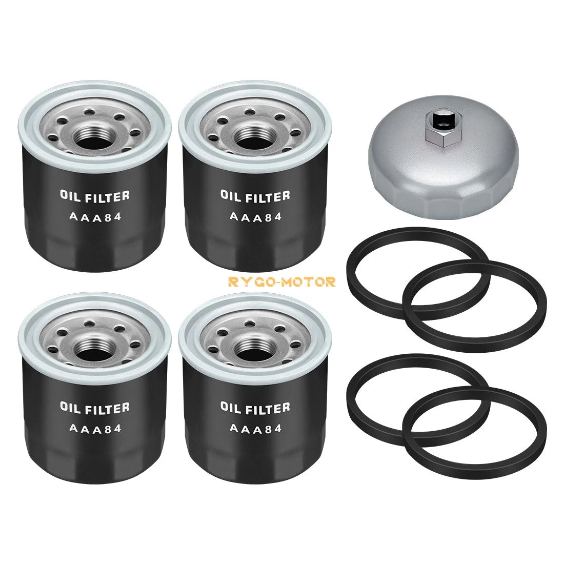 Set of 4 Oil Filters & Wrench for Kawasaki (49065-7010, 49065-2071, 49065-0724)