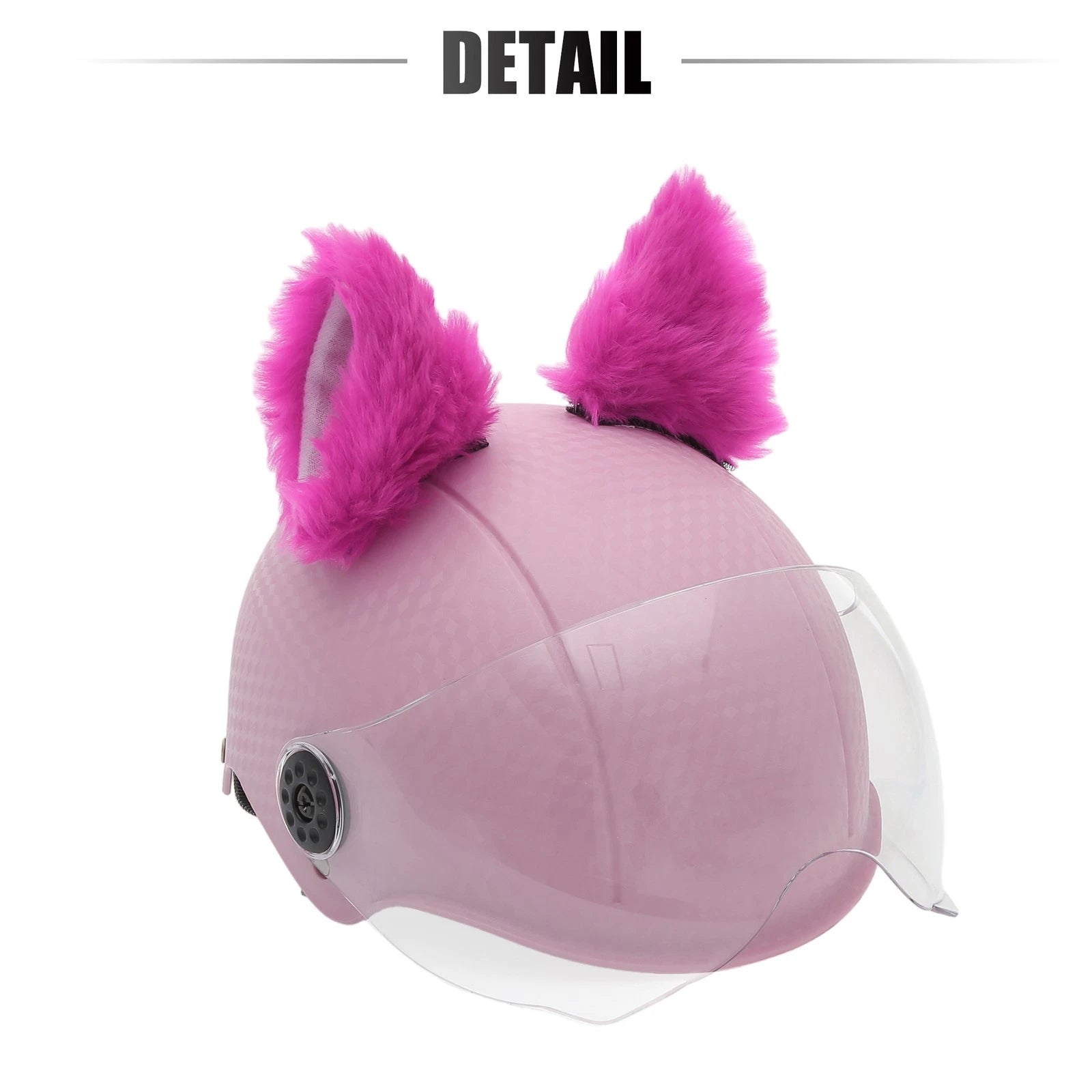 Helmet Decor Cat Ears Plush Pair for Bicycle Motorcycle (Rose Red White) (—)