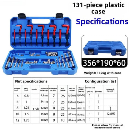 Automotive Thread Repair Tool Kit 131 pcs Hardened Metal Tap Drill Insert Set
