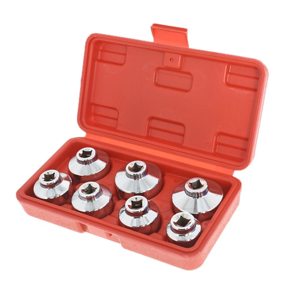 7-Piece 3/8" Oil Filter Cap Wrench Socket Set for Universal Use