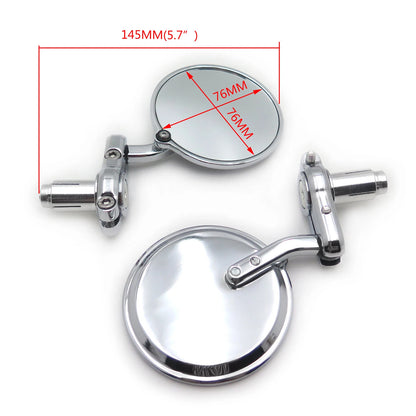Chrome Foldable 1" (25mm) Handle Bar End Side Mirrors for Universal Motorcycles