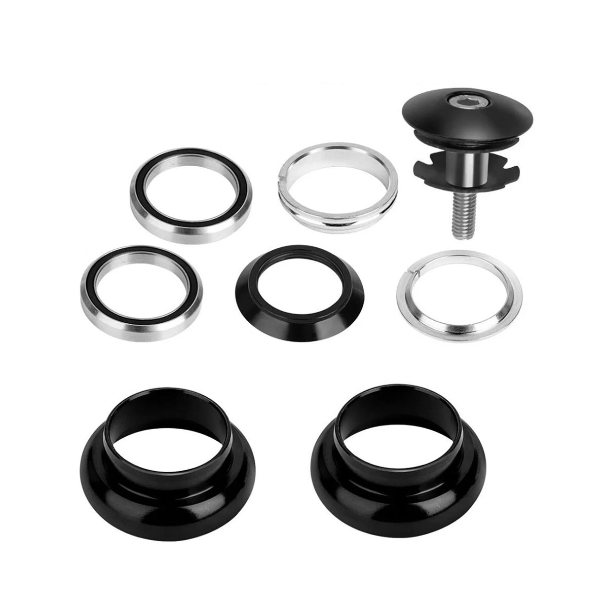 Black Aluminum Alloy Threadless Bicycle Headset Kit (Sealed Bearings)