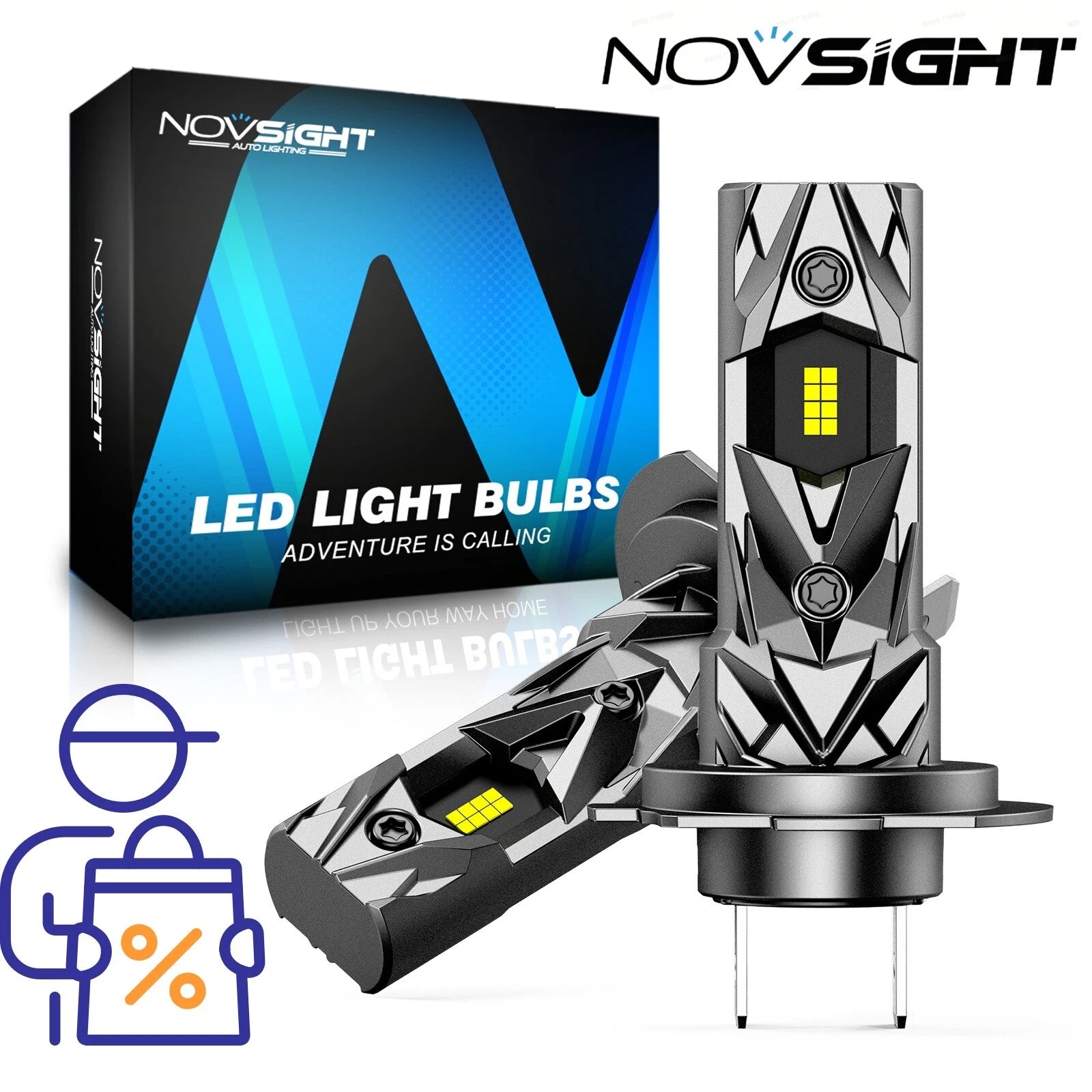H7 LED Headlight Bulbs Kit for Universal Vehicles (6500K, 16000LM)